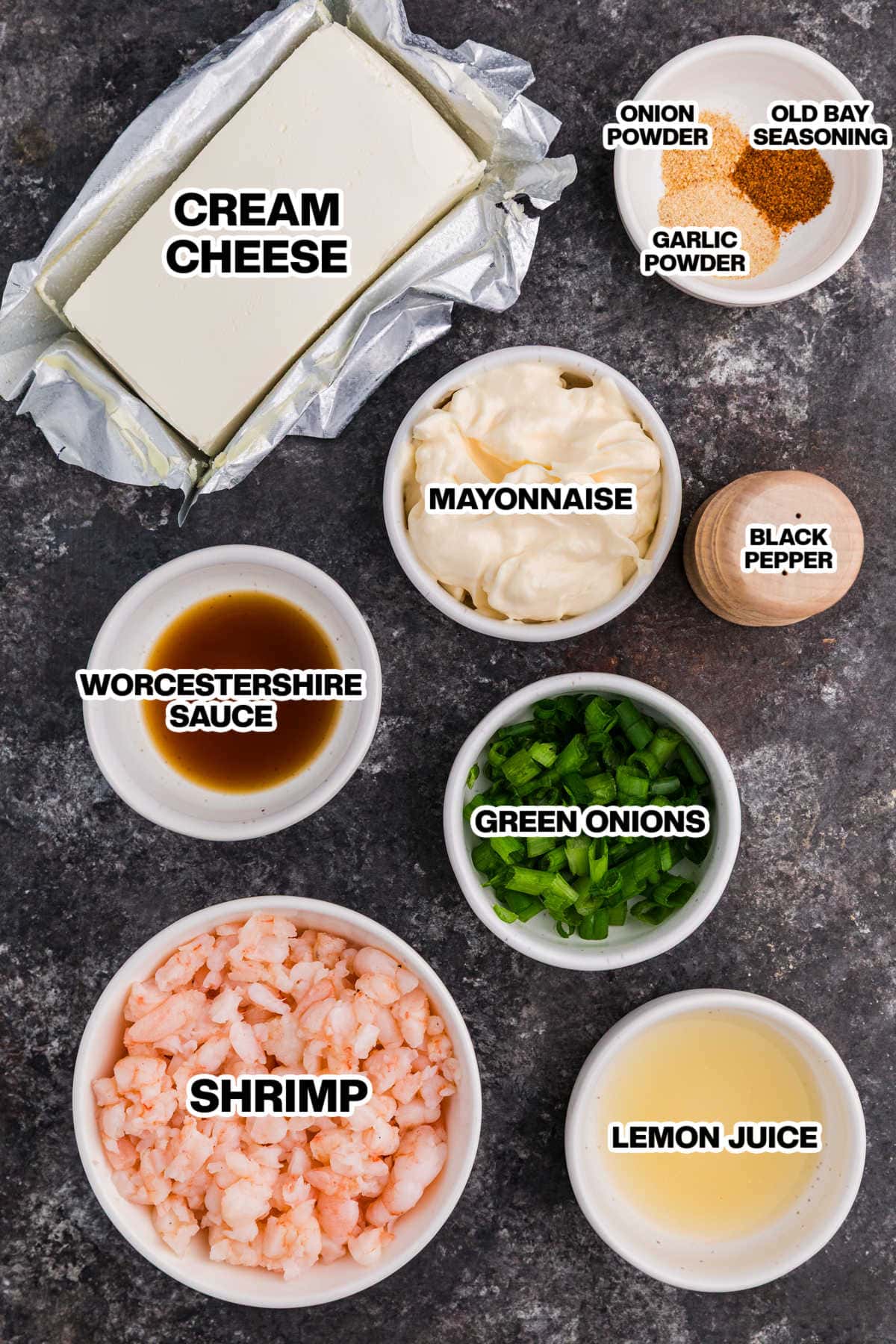 Ingredients on a dark background.