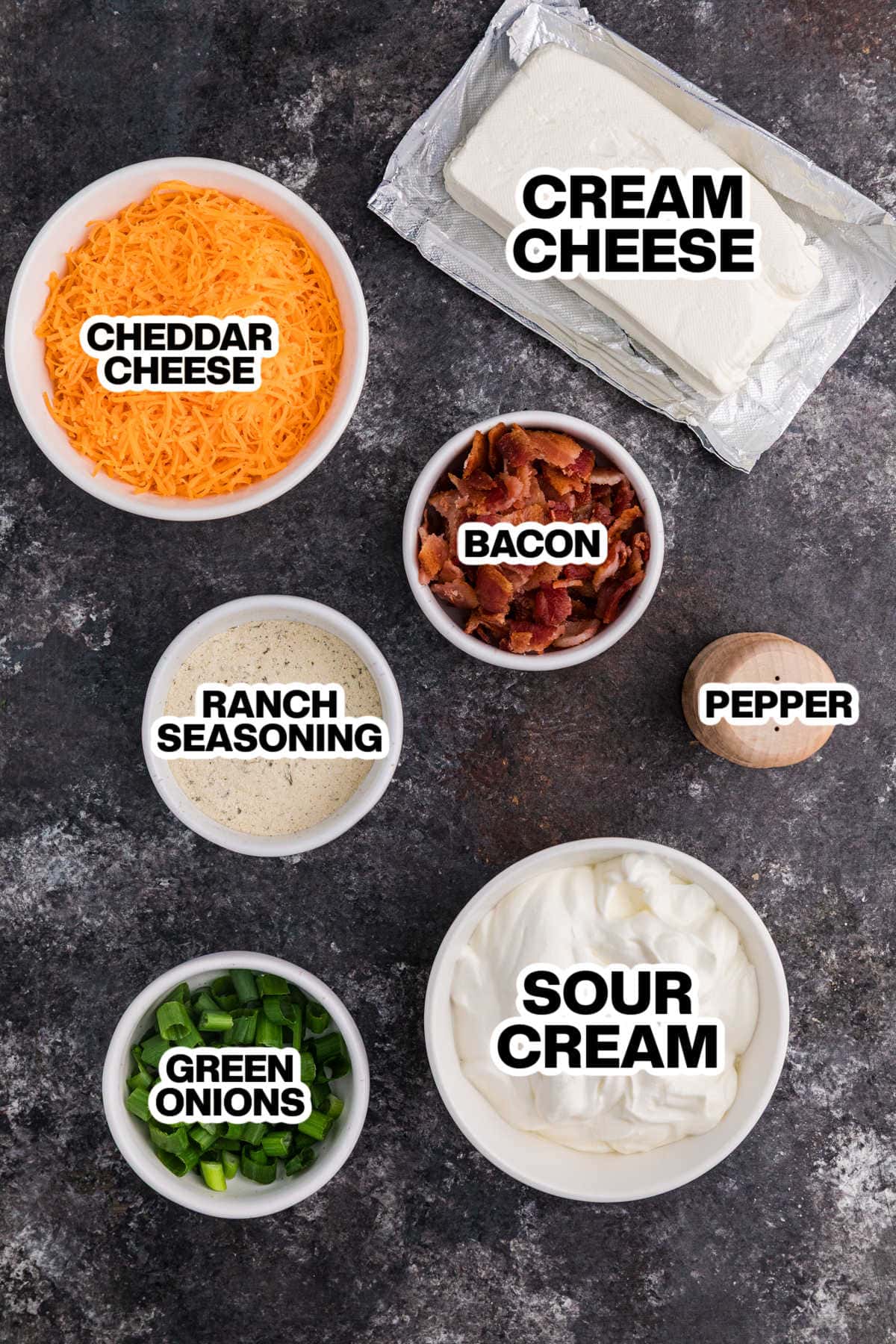 Ingredients on a dark background.