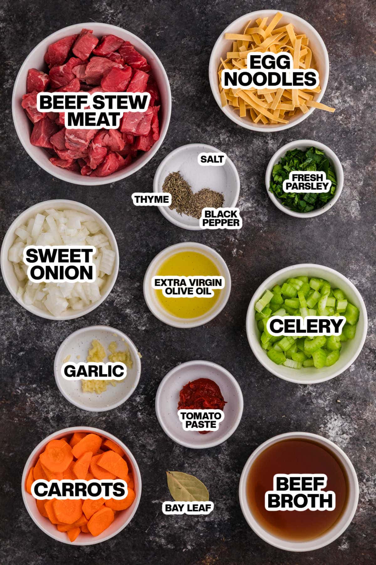 Ingredients on a dark background.