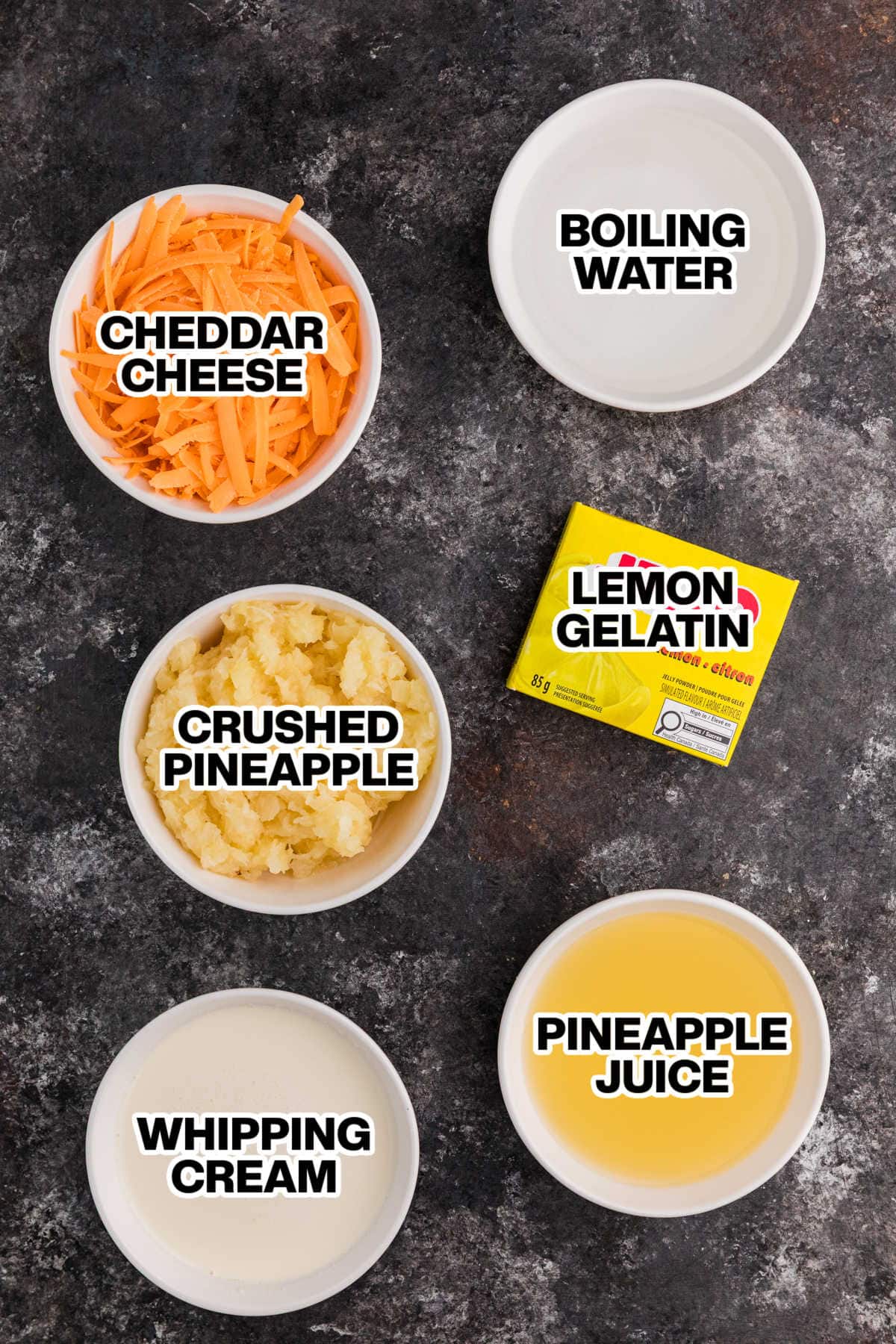 Ingredients on a dark background.