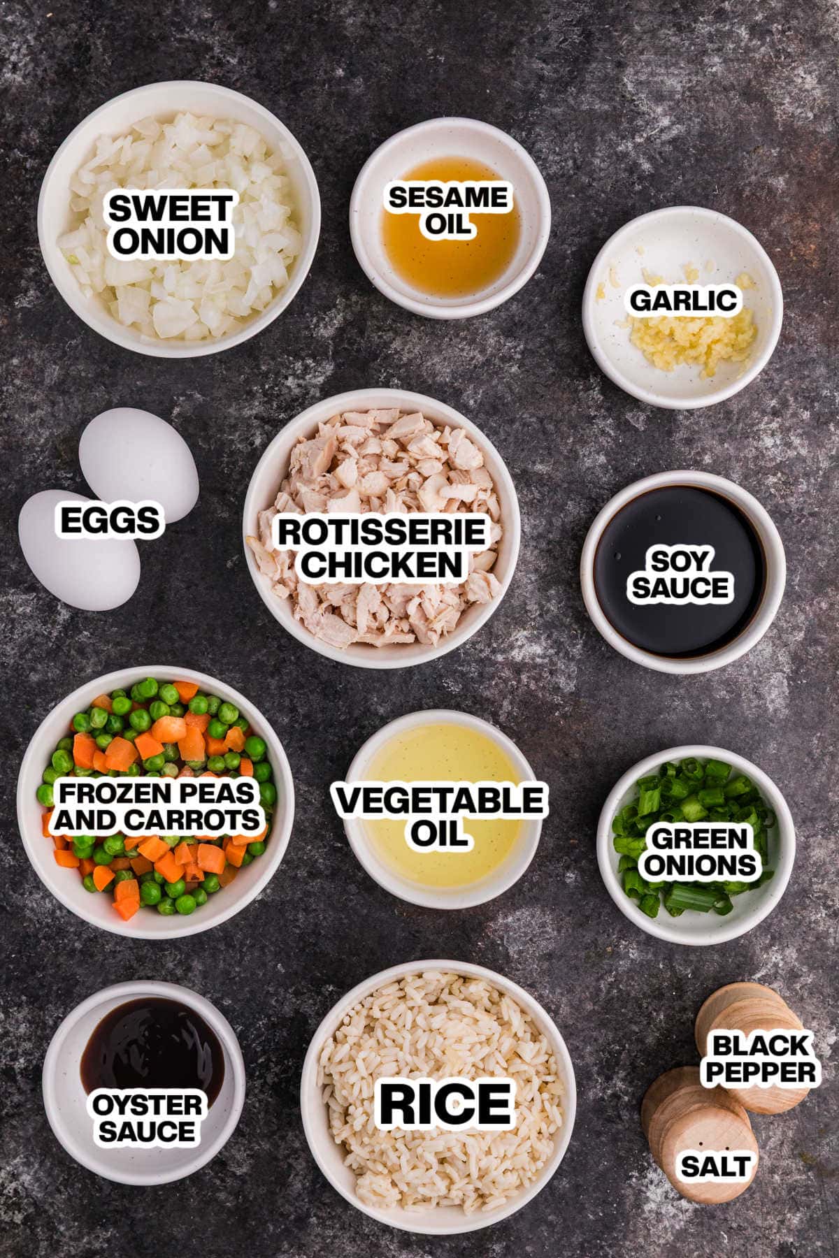 Ingredients on a dark background.