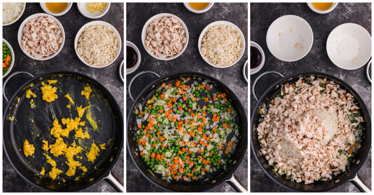 Collage of making the recipe in a skillet.