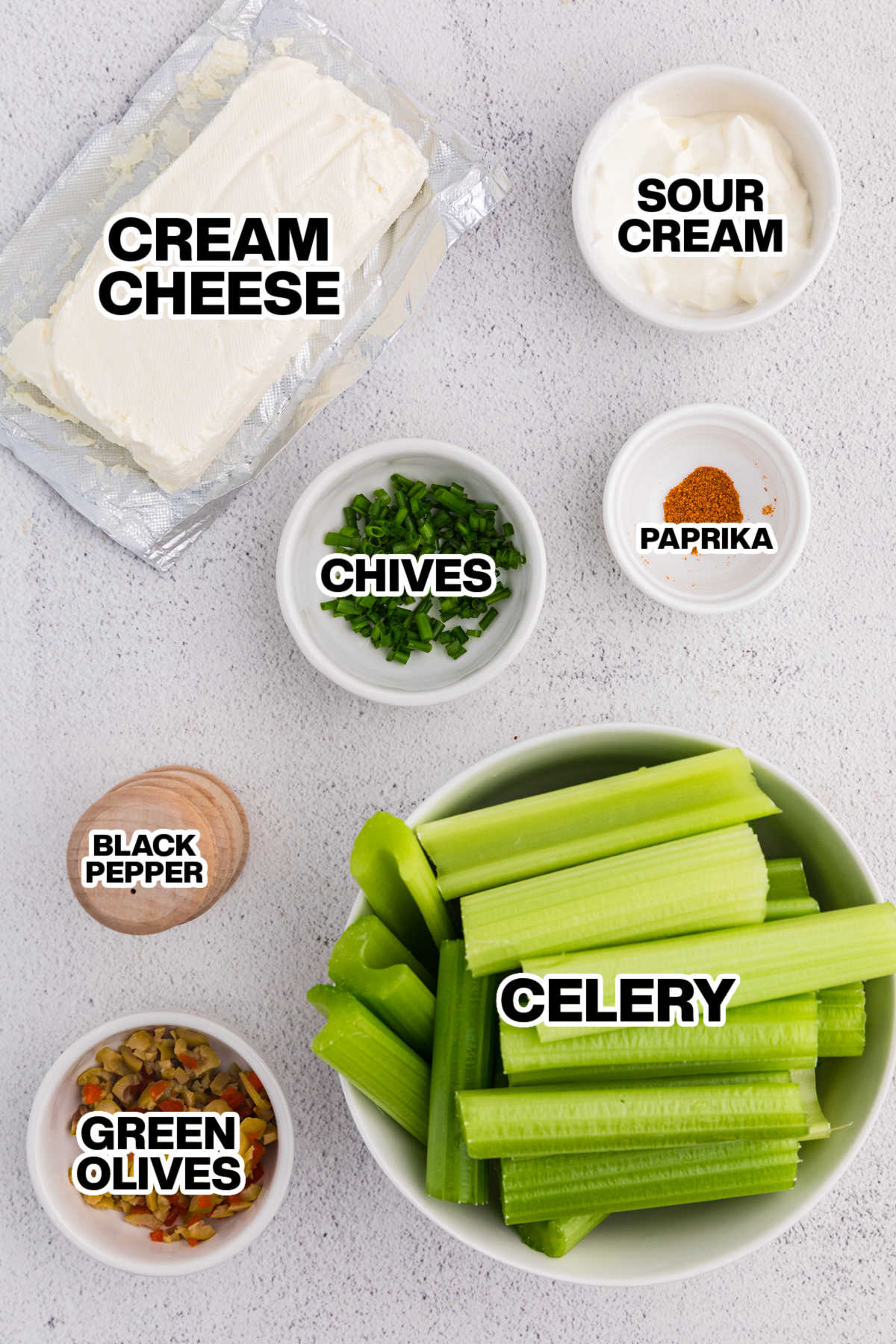 Ingredients on a white background.