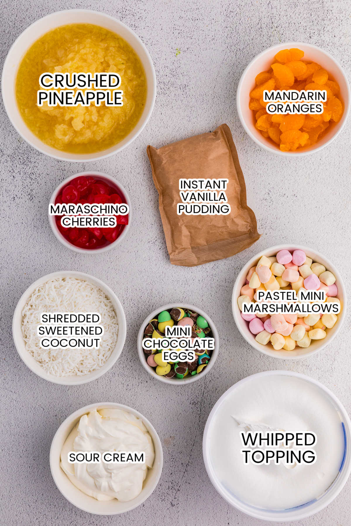 Ingredients on a white background.