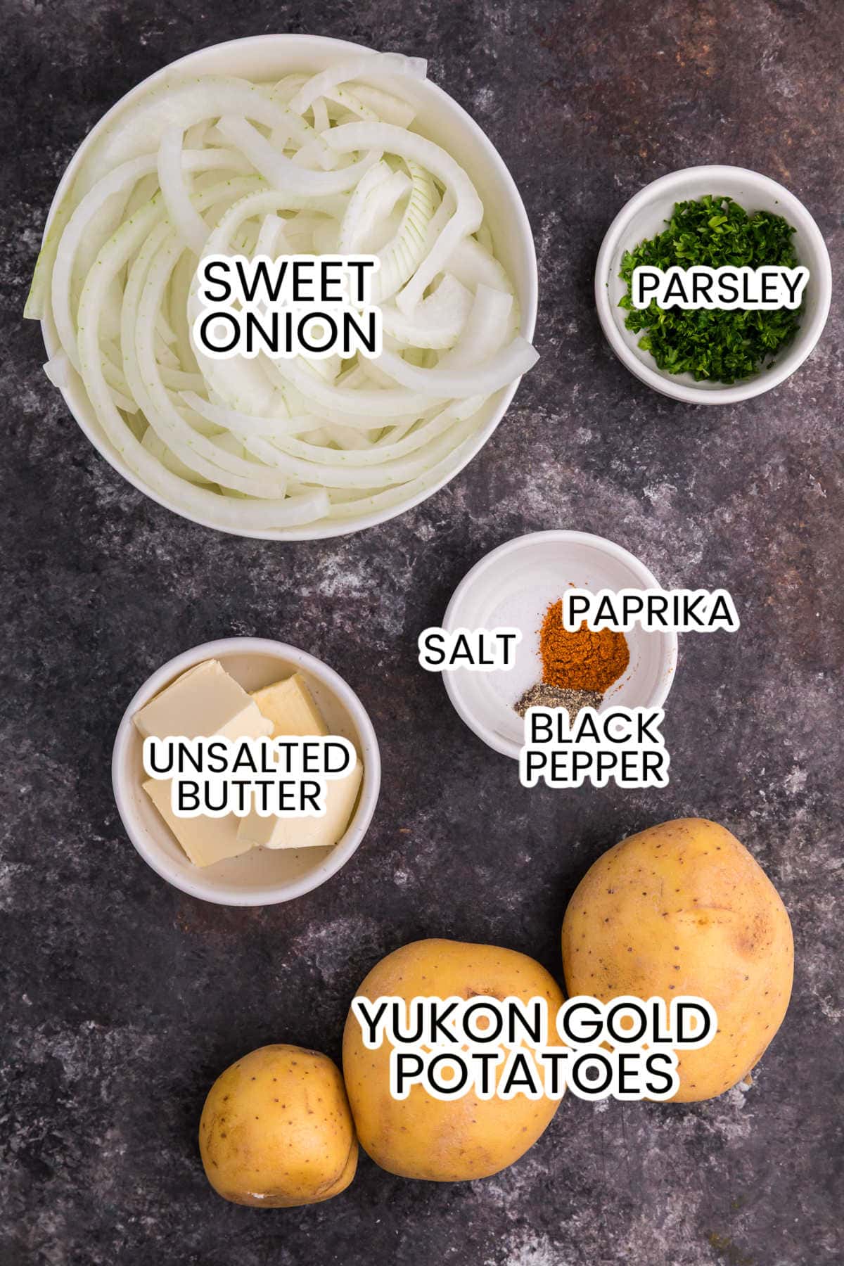 Ingredients on a dark background.