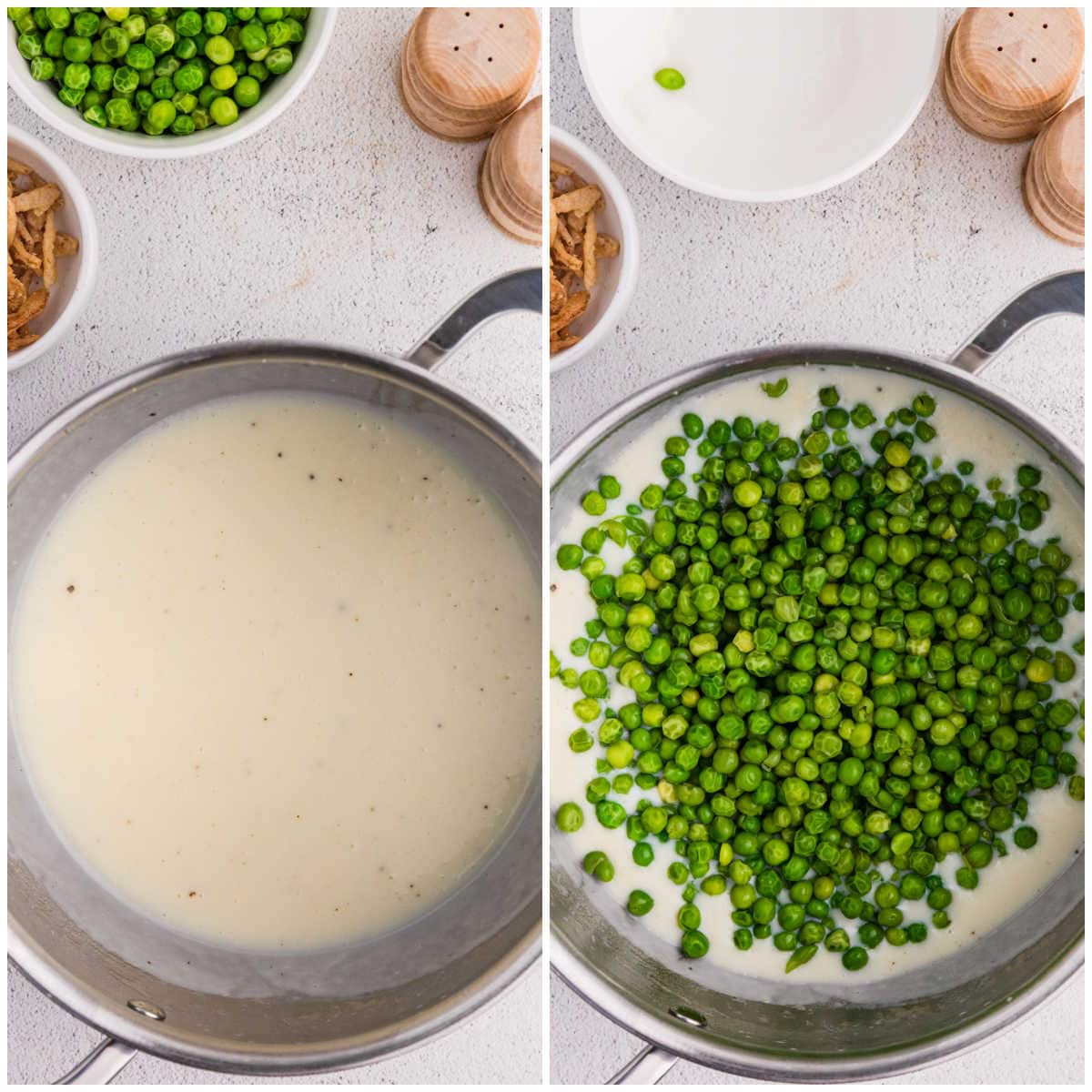 Collage of preparing the recipe in a pan.