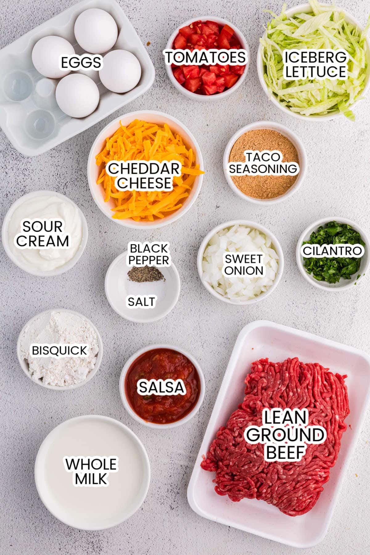 Ingredients on a white background.