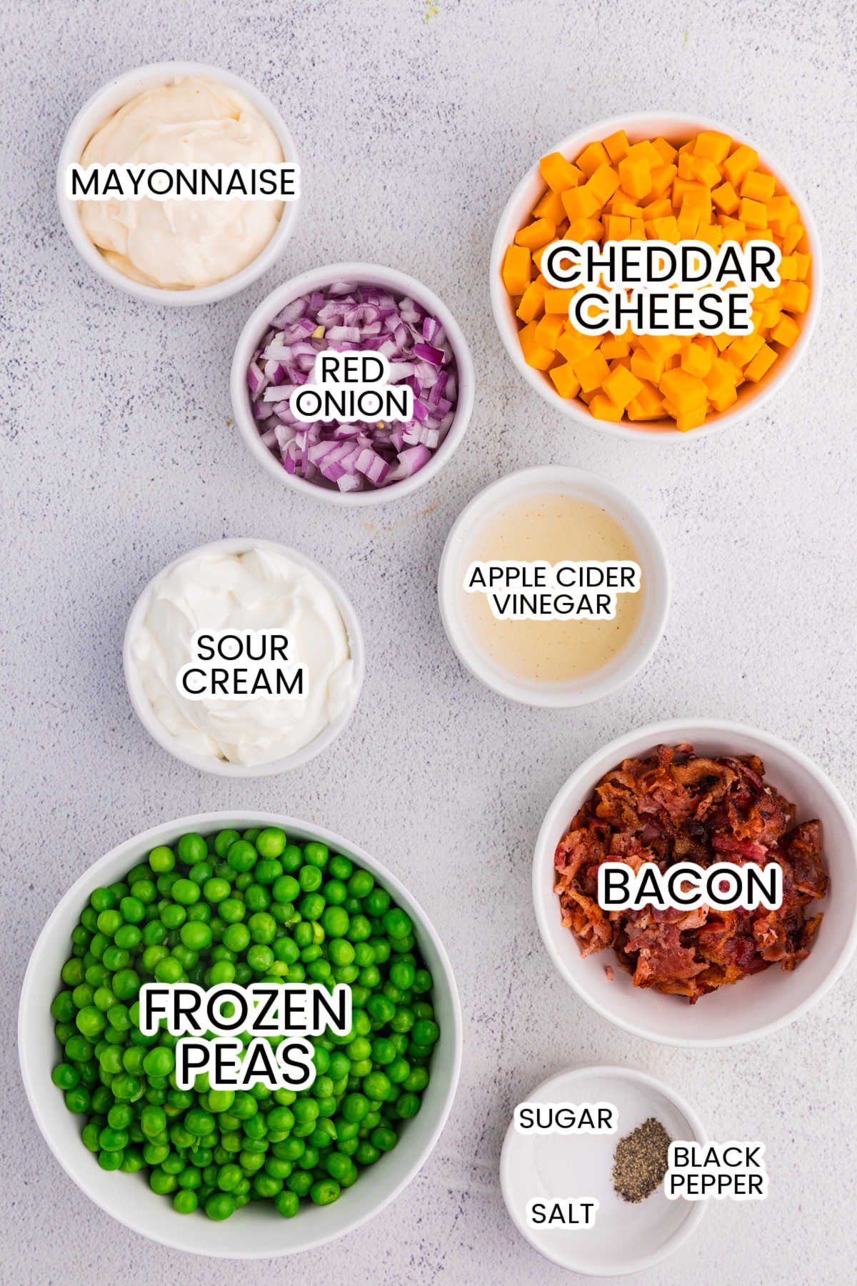Ingredients on a white counter.