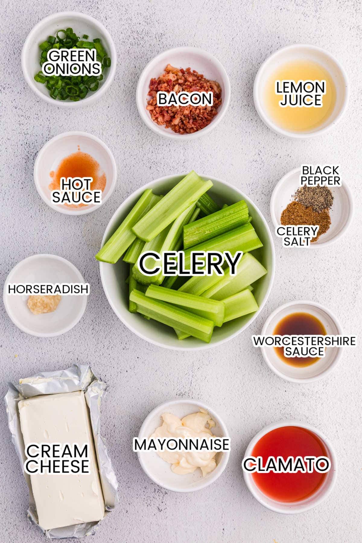 Ingredients on a white background.