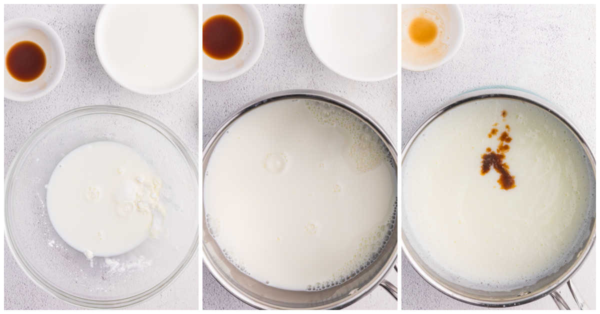 Collage of cooking the recipe in a pot.
