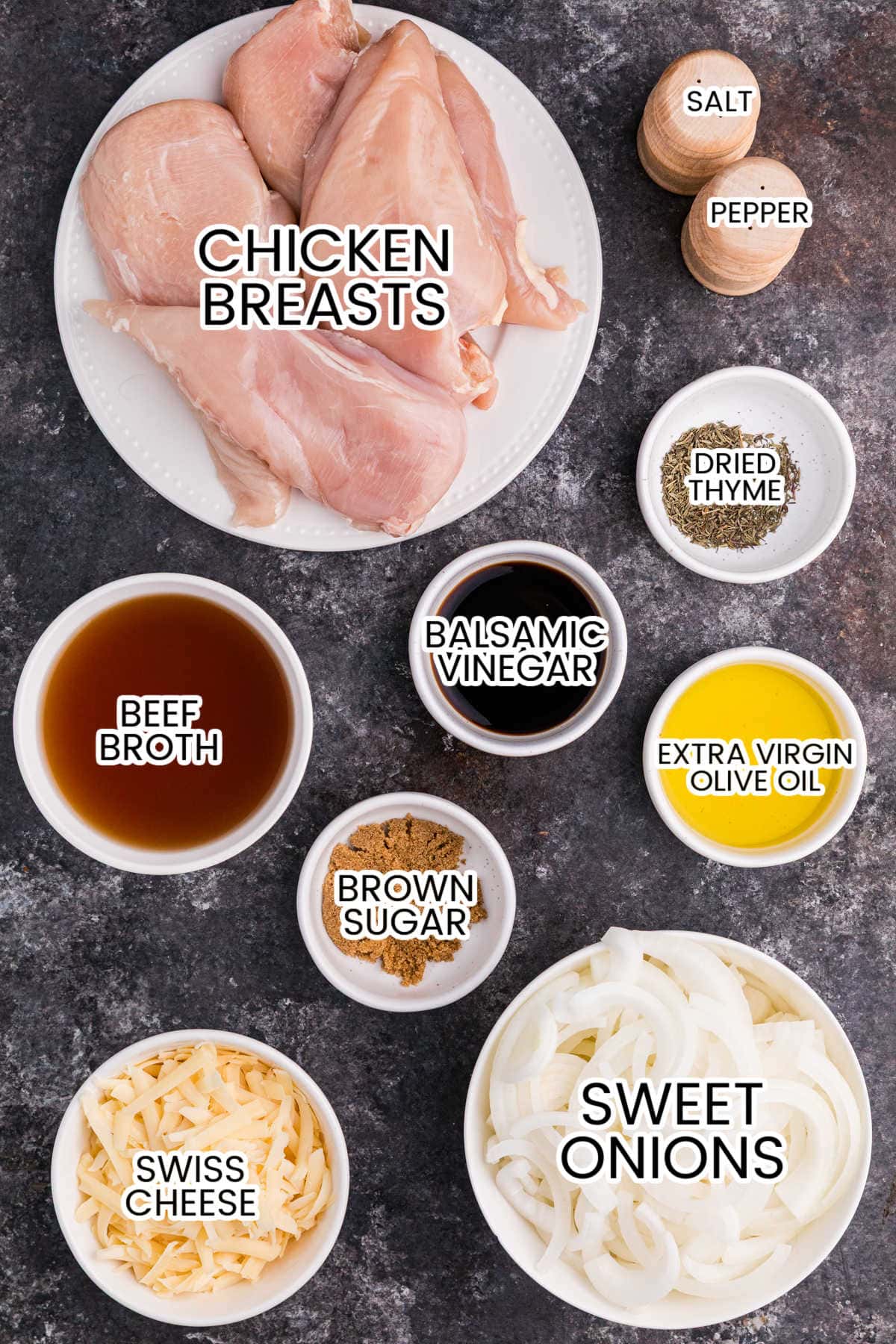 Ingredients on a dark background.